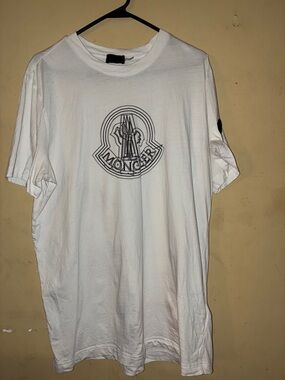 Moncler White Short Sleeve Tee with Center Logo
